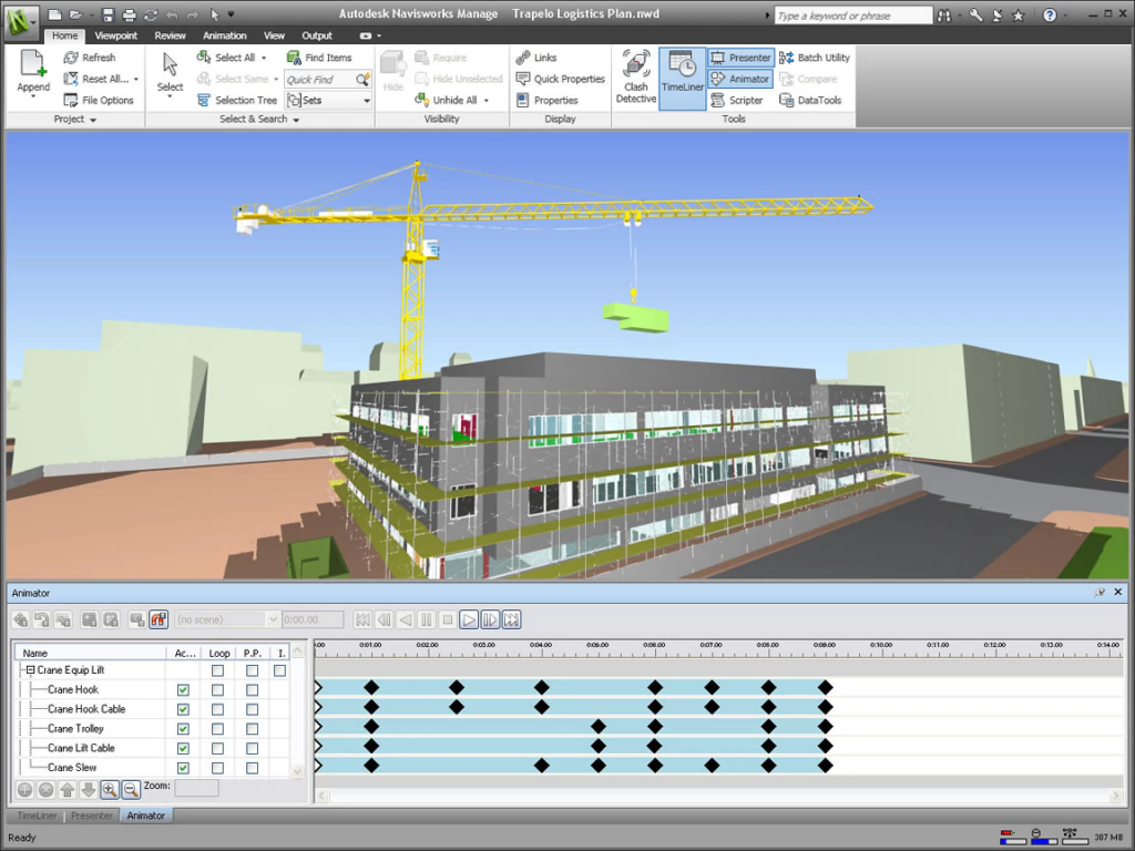 Imagen de una planificacion de obra realizada con el software Navisworks